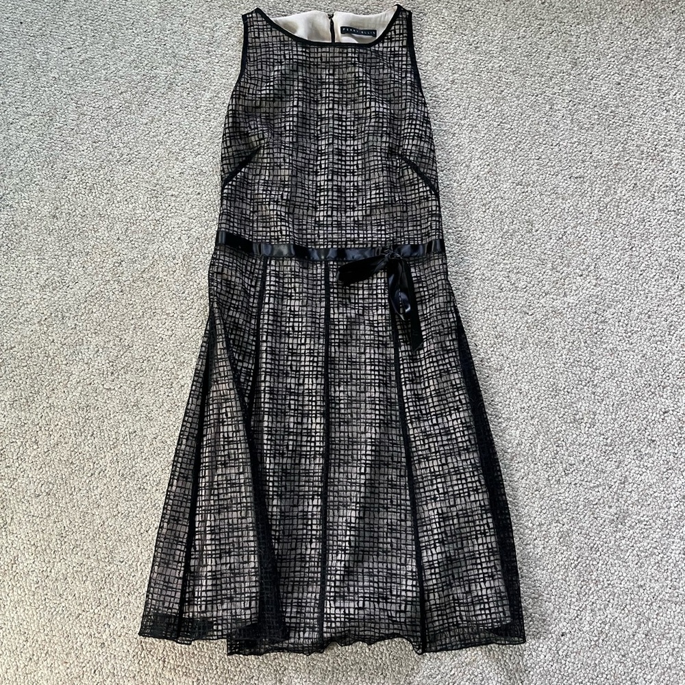 Perry Ellis black and white tank bow midi dress women’s 8